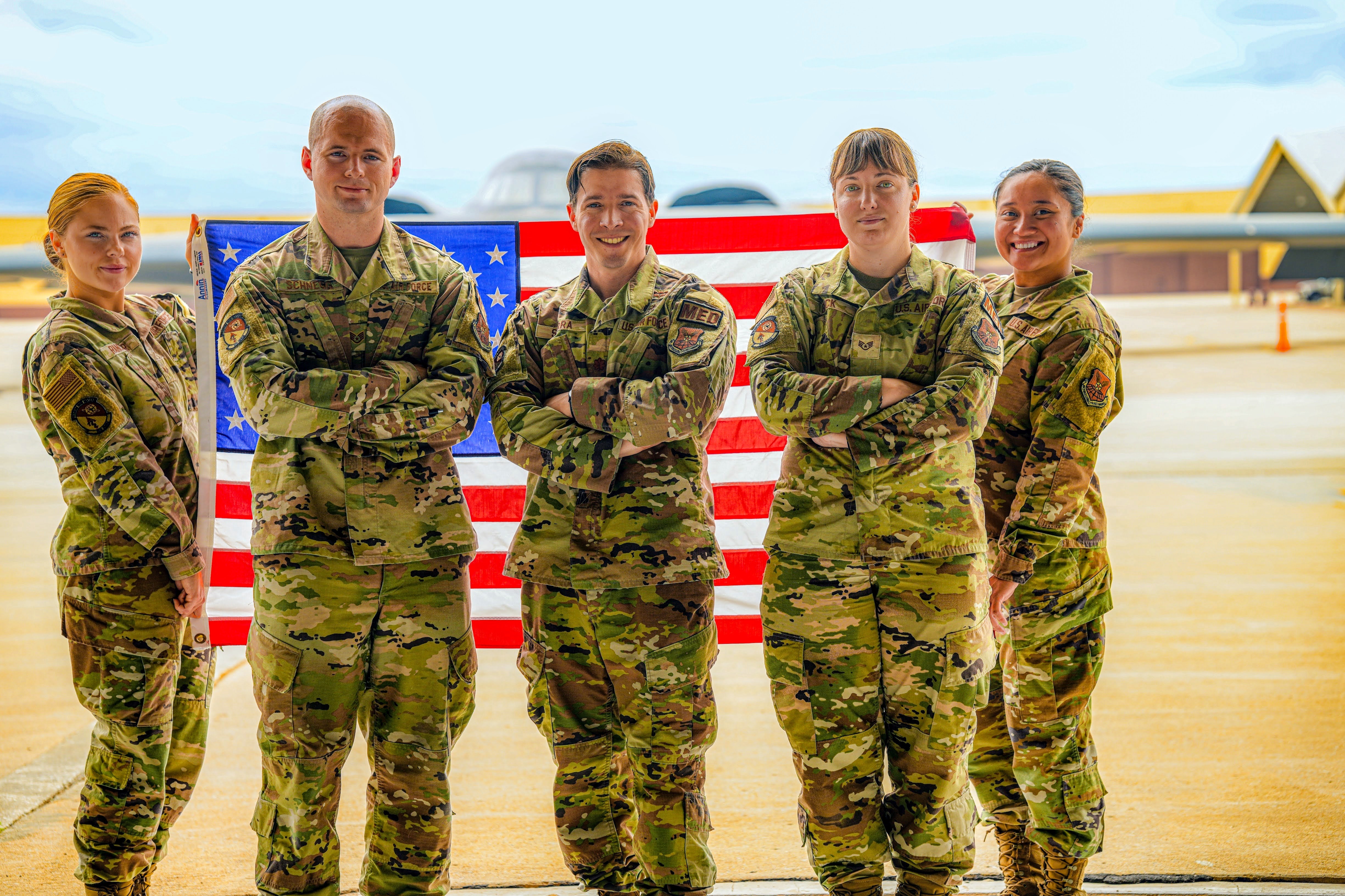 Major Sierra Alcabes with public health team at Whiteman AFB